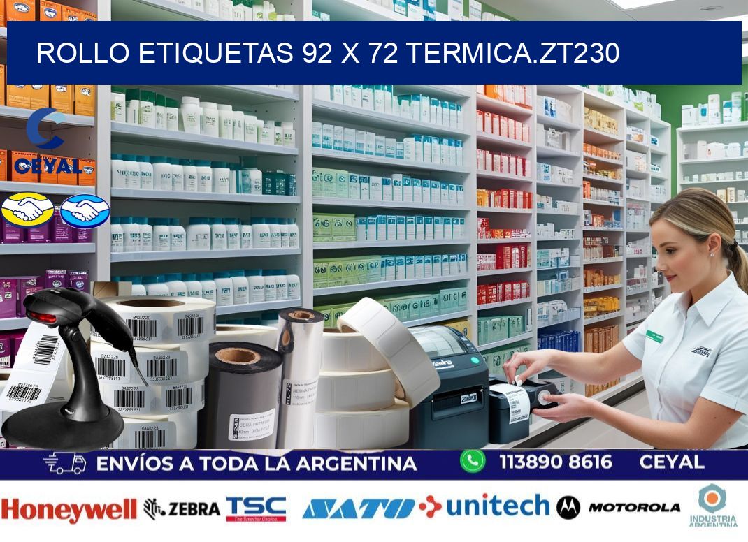 Rollo etiquetas 92 x 72 termica.zt230