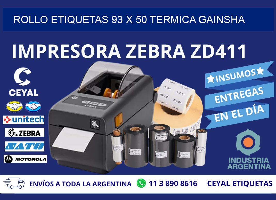 Rollo etiquetas 93 x 50 termica gainsha