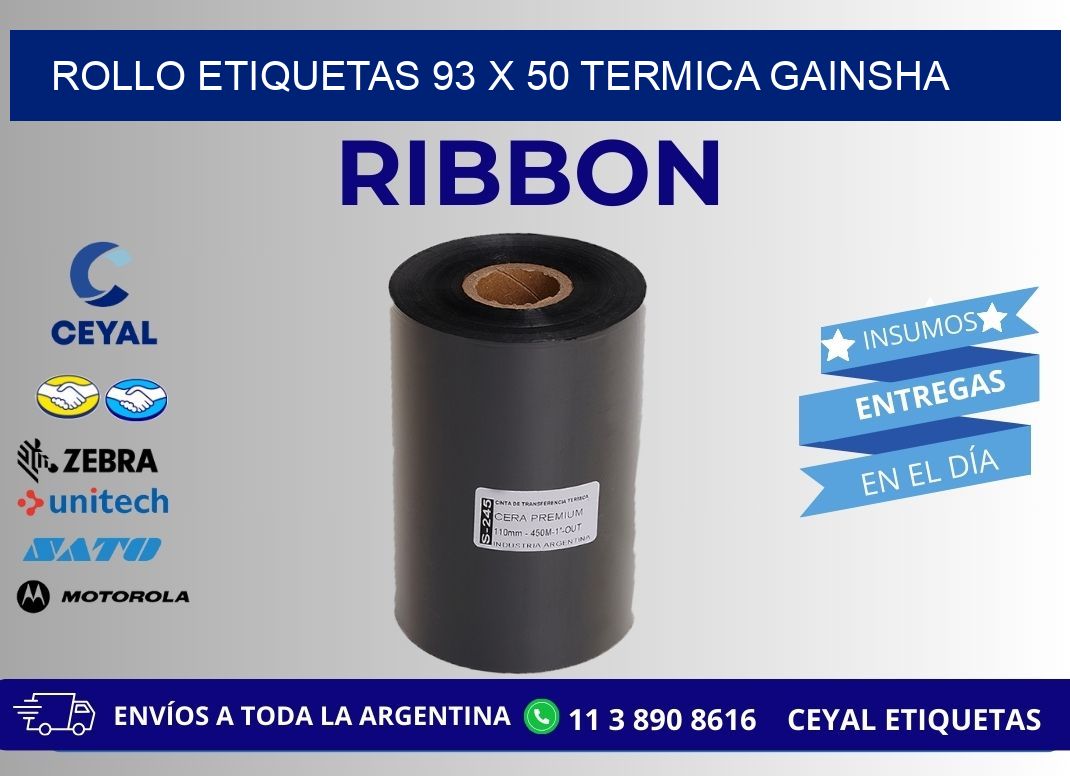 Rollo etiquetas 93 x 50 termica gainsha