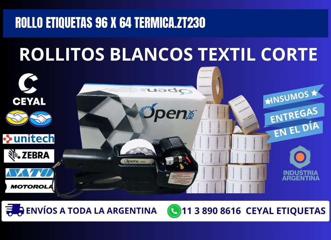 Rollo etiquetas 96 x 64 termica.zt230