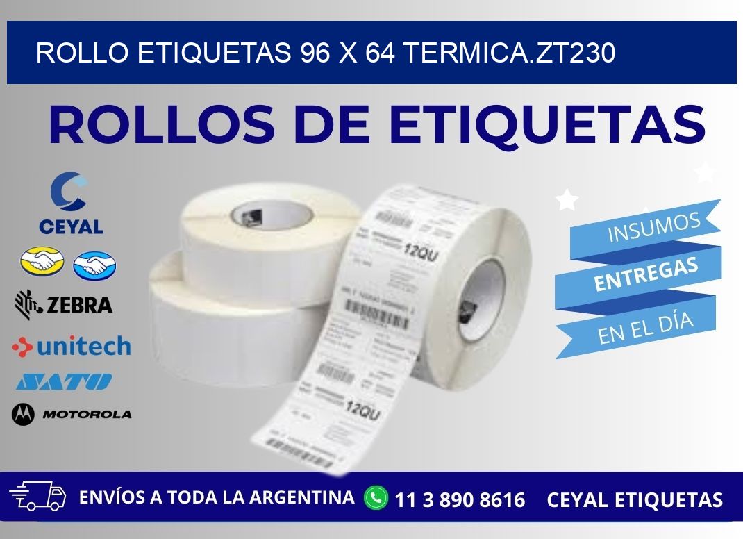 Rollo etiquetas 96 x 64 termica.zt230