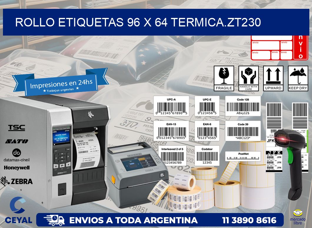 Rollo etiquetas 96 x 64 termica.zt230