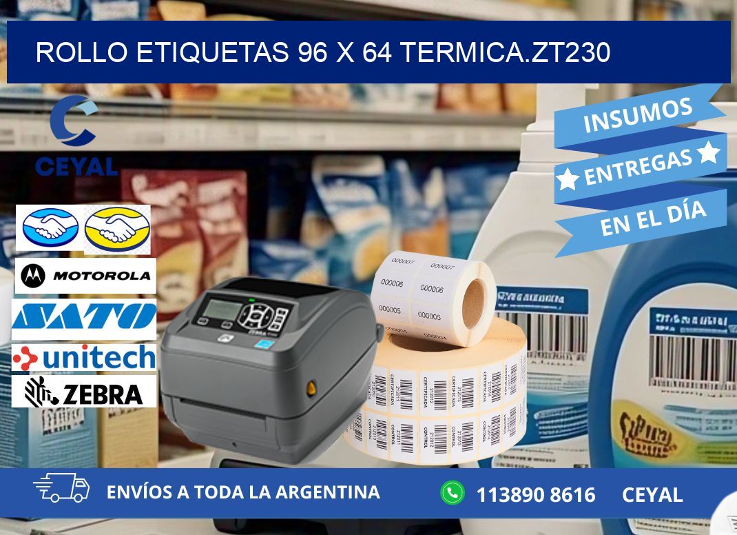 Rollo etiquetas 96 x 64 termica.zt230