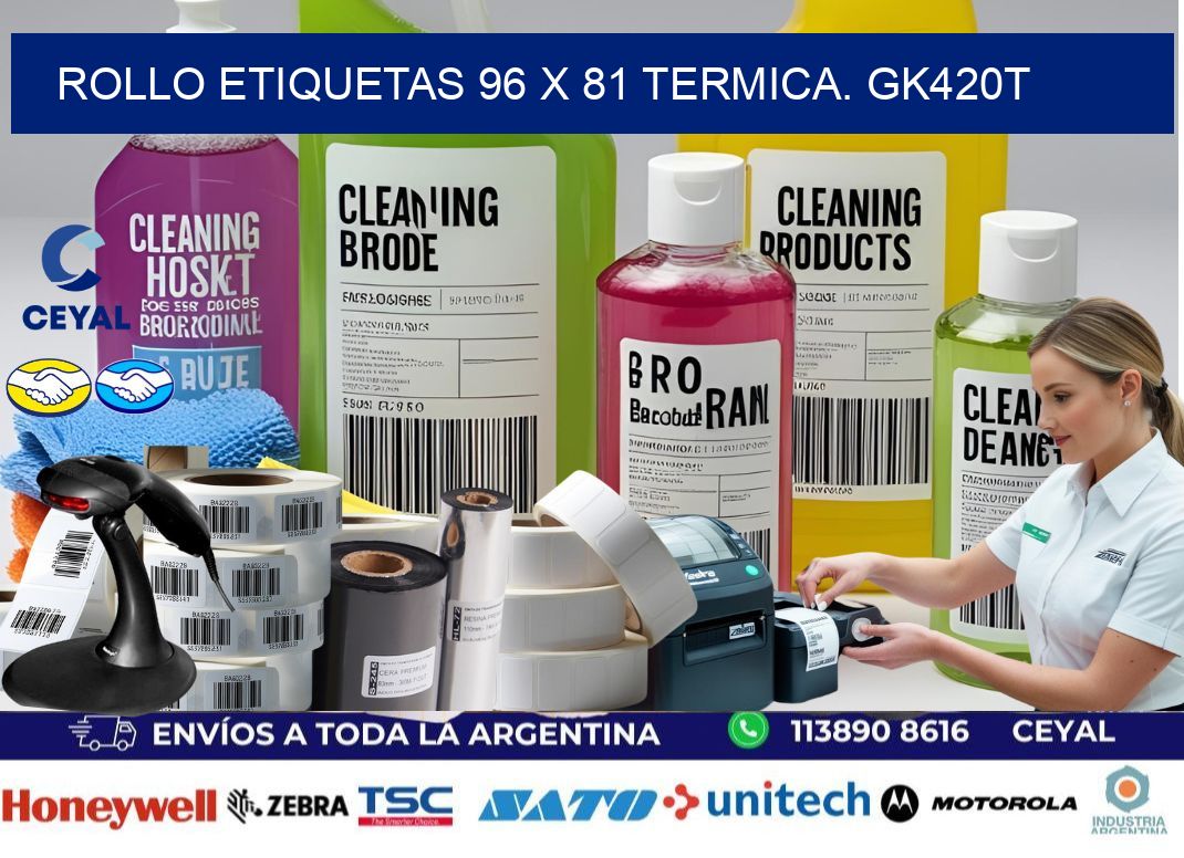 Rollo etiquetas 96 x 81 termica. gk420t