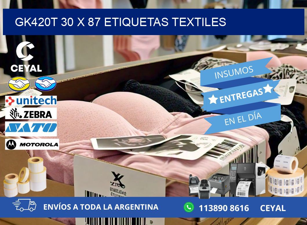 GK420T 30 x 87 ETIQUETAS TEXTILES