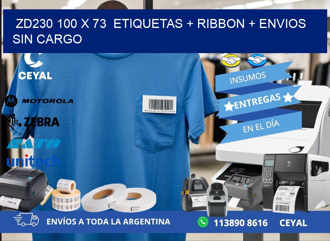 ZD230 100 x 73  etiquetas + ribbon + envios sin cargo