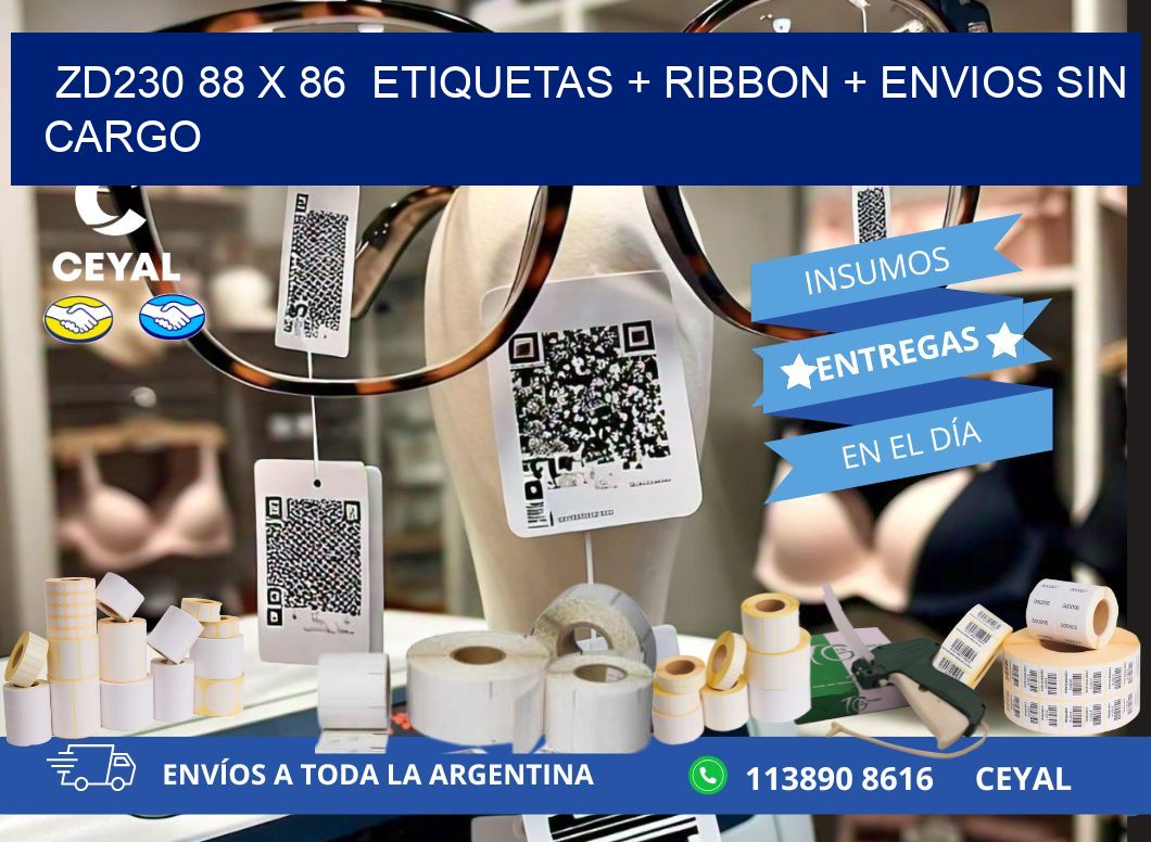 ZD230 88 x 86  etiquetas + ribbon + envios sin cargo