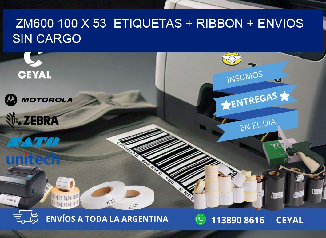 ZM600 100 x 53  etiquetas + ribbon + envios sin cargo