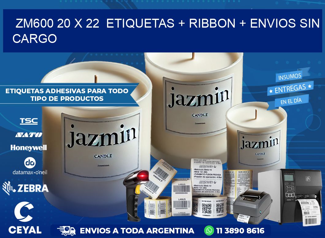 ZM600 20 x 22  etiquetas + ribbon + envios sin cargo