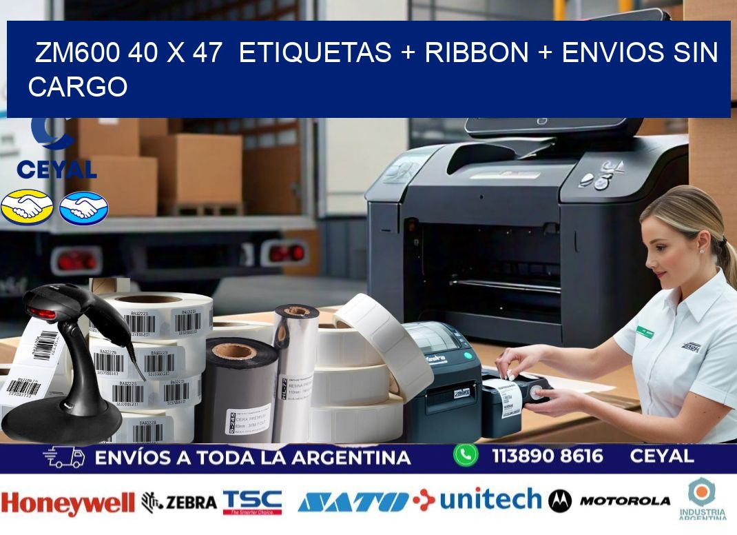 ZM600 40 x 47  etiquetas + ribbon + envios sin cargo
