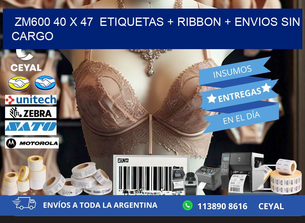 ZM600 40 x 47  etiquetas + ribbon + envios sin cargo