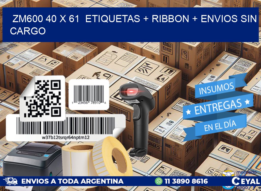 ZM600 40 x 61  etiquetas + ribbon + envios sin cargo