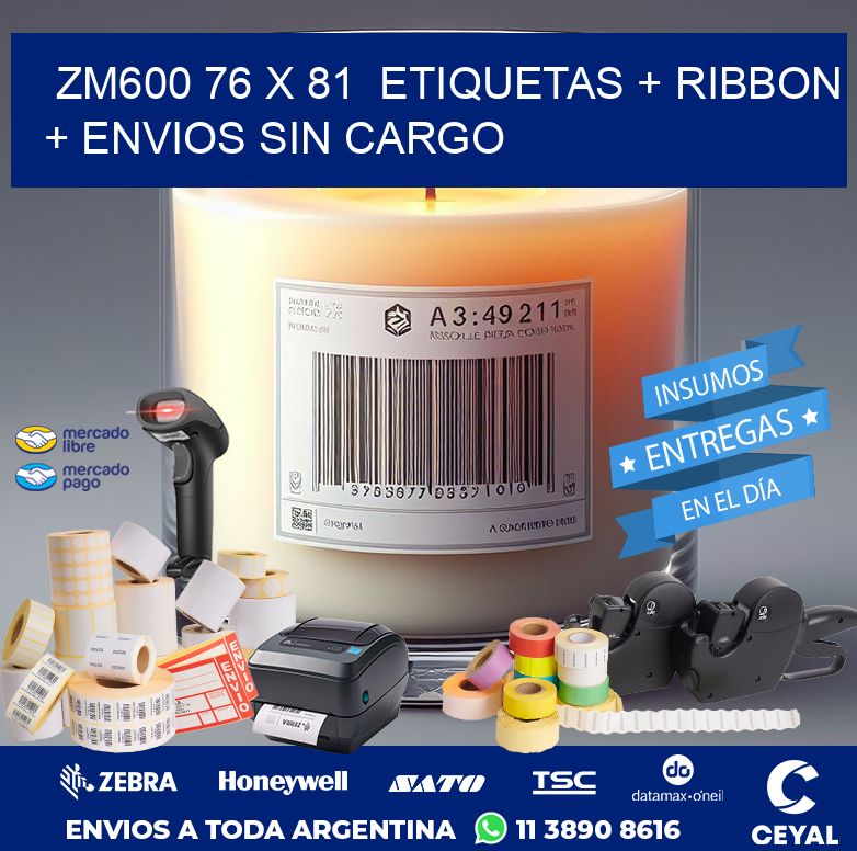 ZM600 76 x 81  etiquetas + ribbon + envios sin cargo