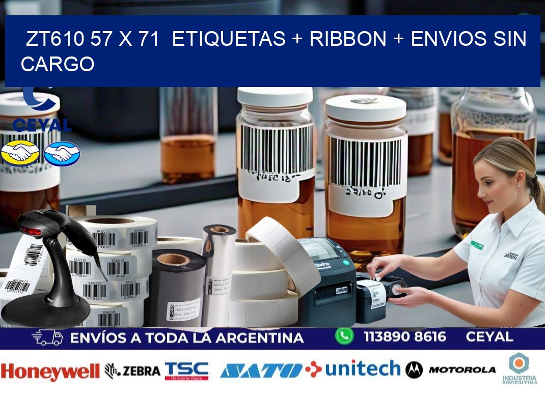 ZT610 57 x 71  etiquetas + ribbon + envios sin cargo