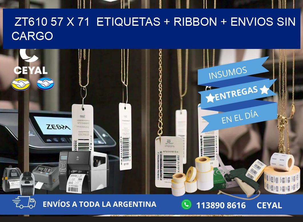 ZT610 57 x 71  etiquetas + ribbon + envios sin cargo