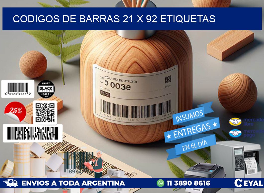codigos de barras 21 x 92 etiquetas