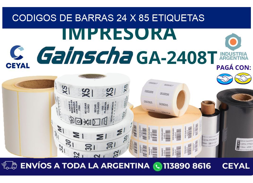 codigos de barras 24 x 85 etiquetas