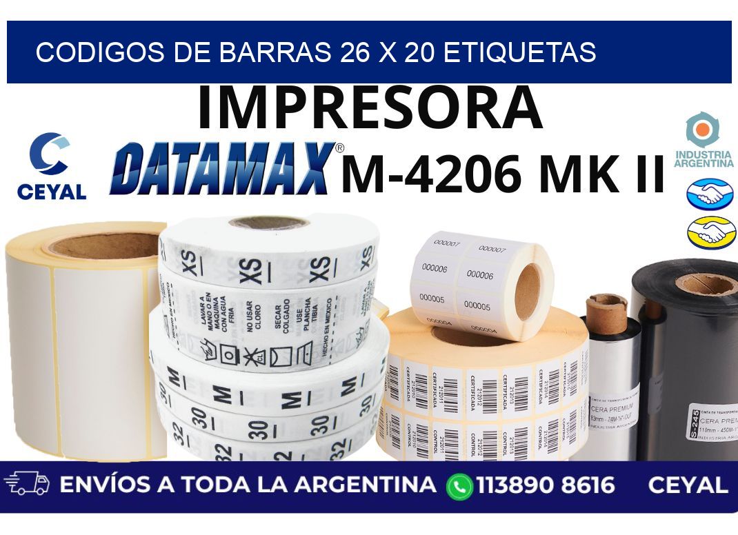 codigos de barras 26 x 20 etiquetas