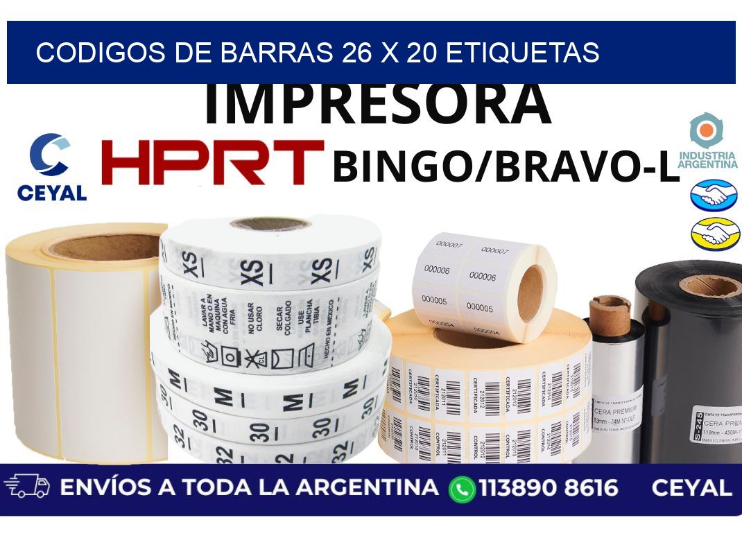 codigos de barras 26 x 20 etiquetas