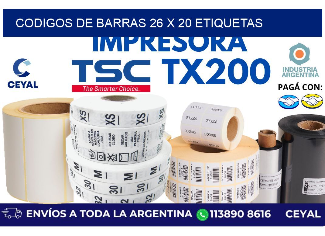 codigos de barras 26 x 20 etiquetas