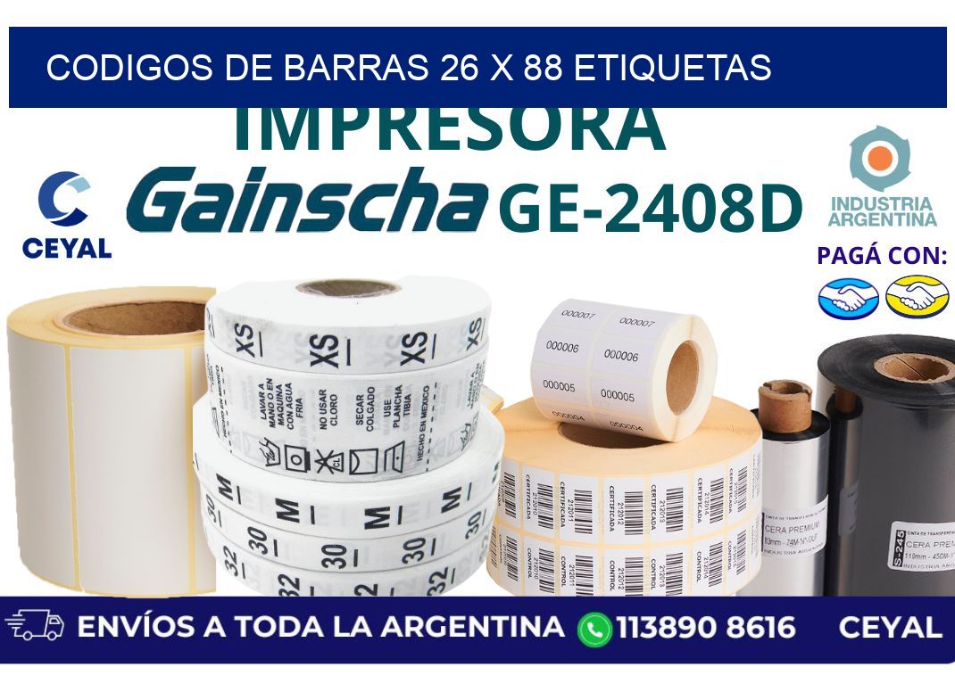 codigos de barras 26 x 88 etiquetas