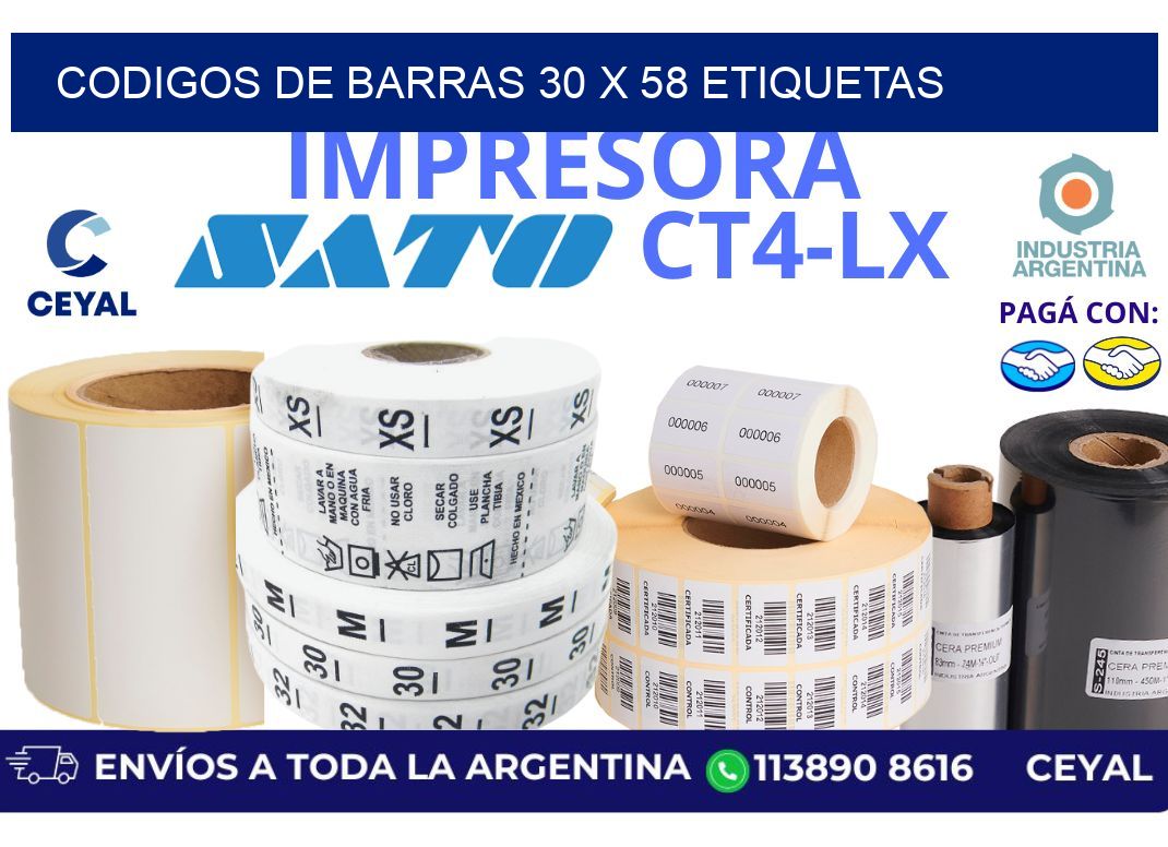 codigos de barras 30 x 58 etiquetas