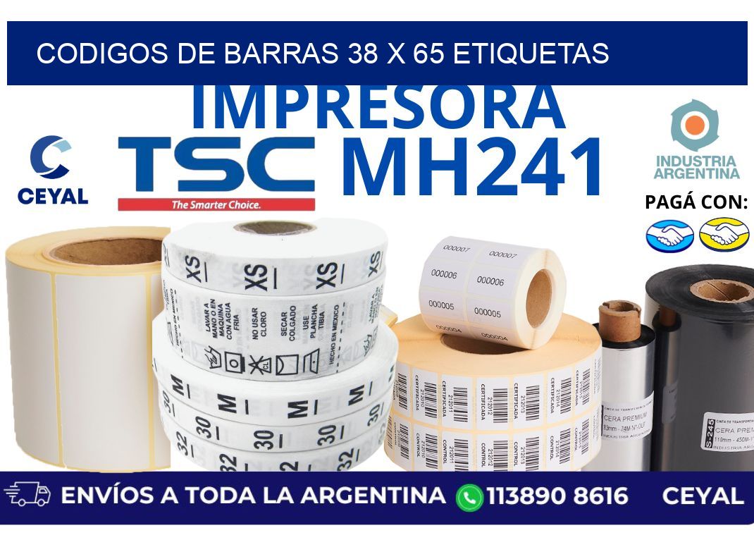 codigos de barras 38 x 65 etiquetas