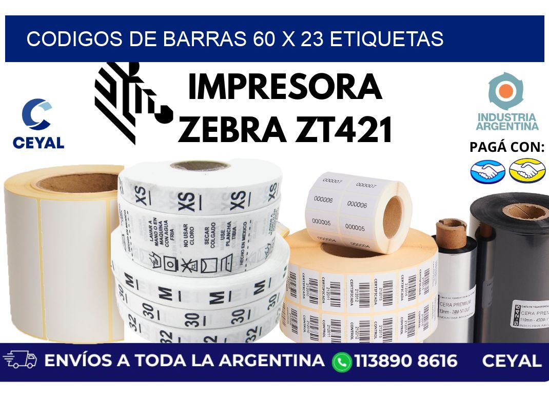codigos de barras 60 x 23 etiquetas