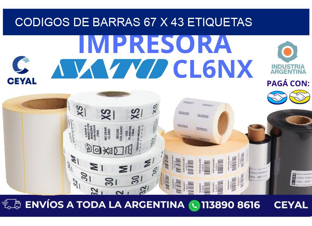 codigos de barras 67 x 43 etiquetas