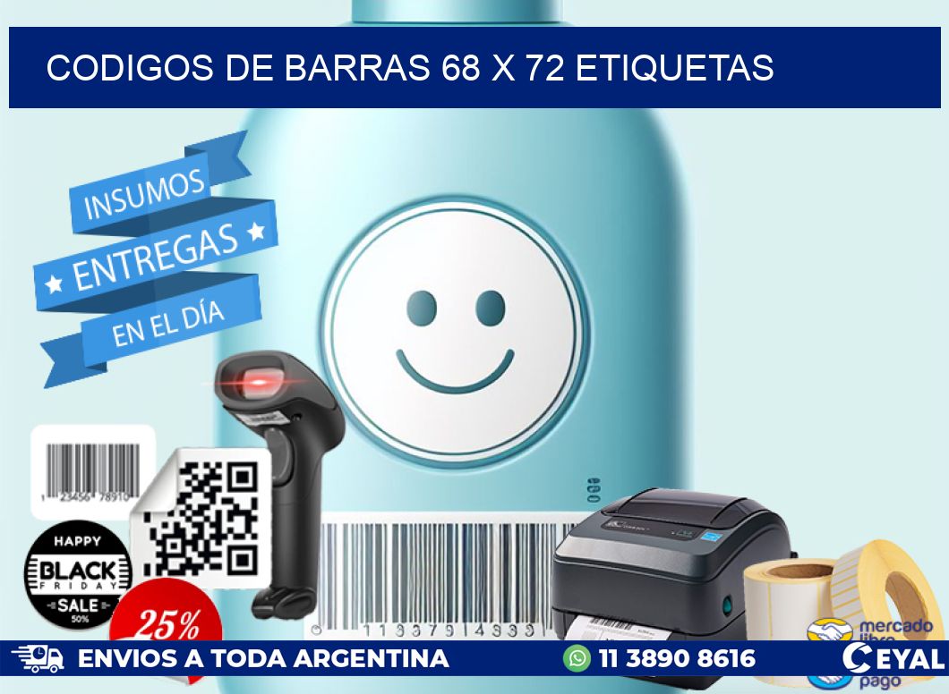 codigos de barras 68 x 72 etiquetas