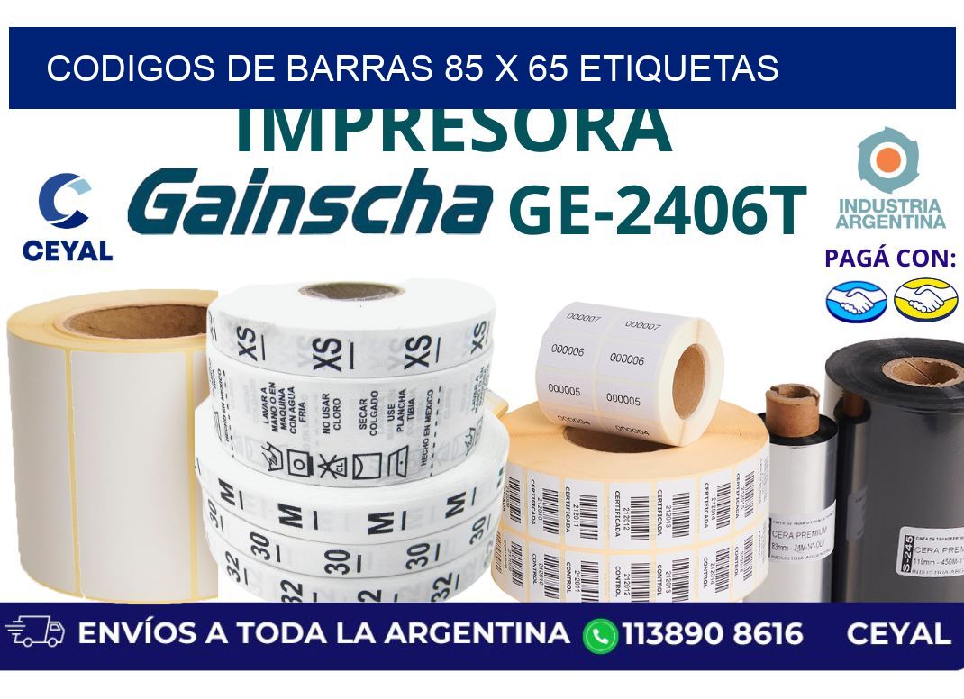 codigos de barras 85 x 65 etiquetas