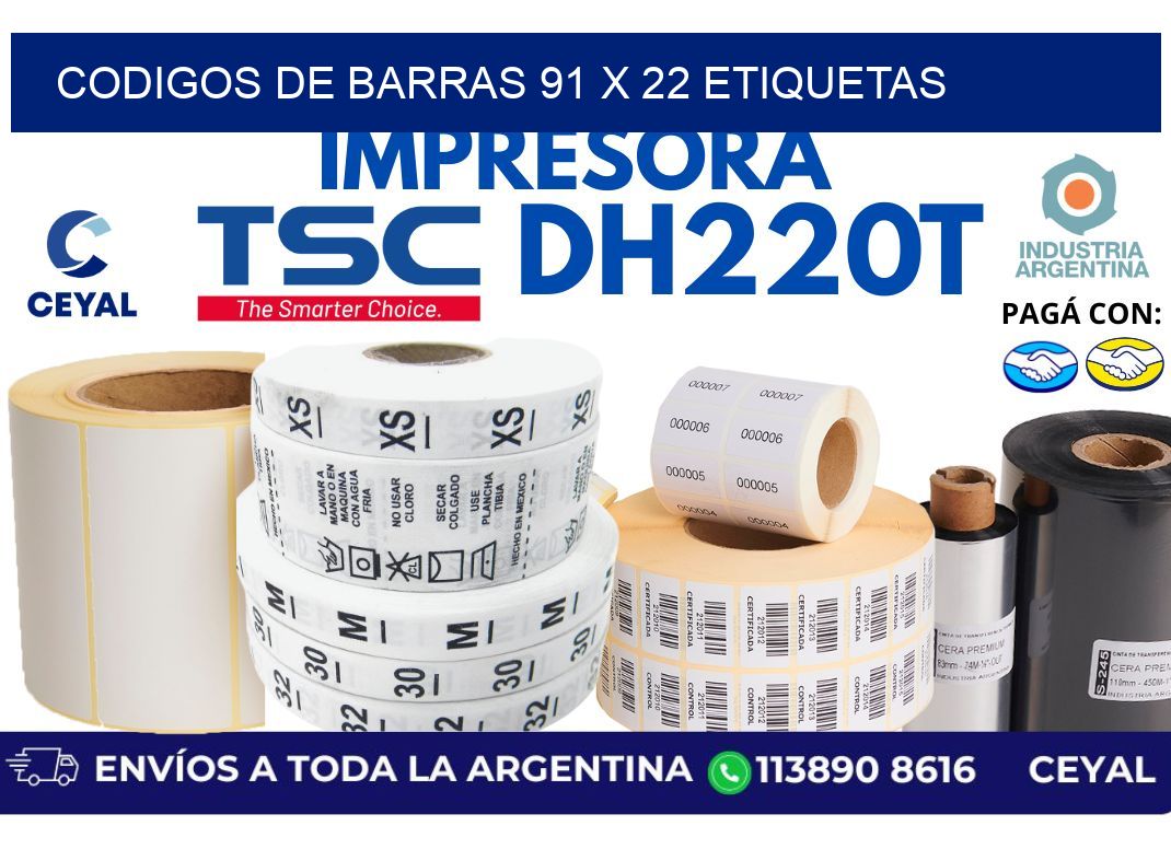 codigos de barras 91 x 22 etiquetas