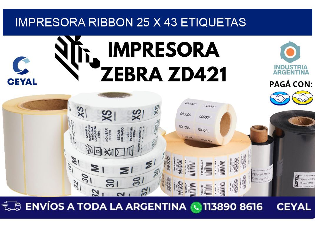 impresora ribbon 25 x 43 etiquetas