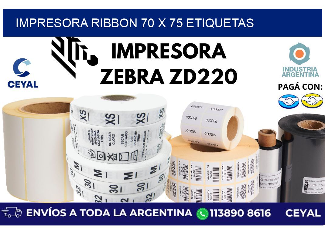 impresora ribbon 70 x 75 etiquetas