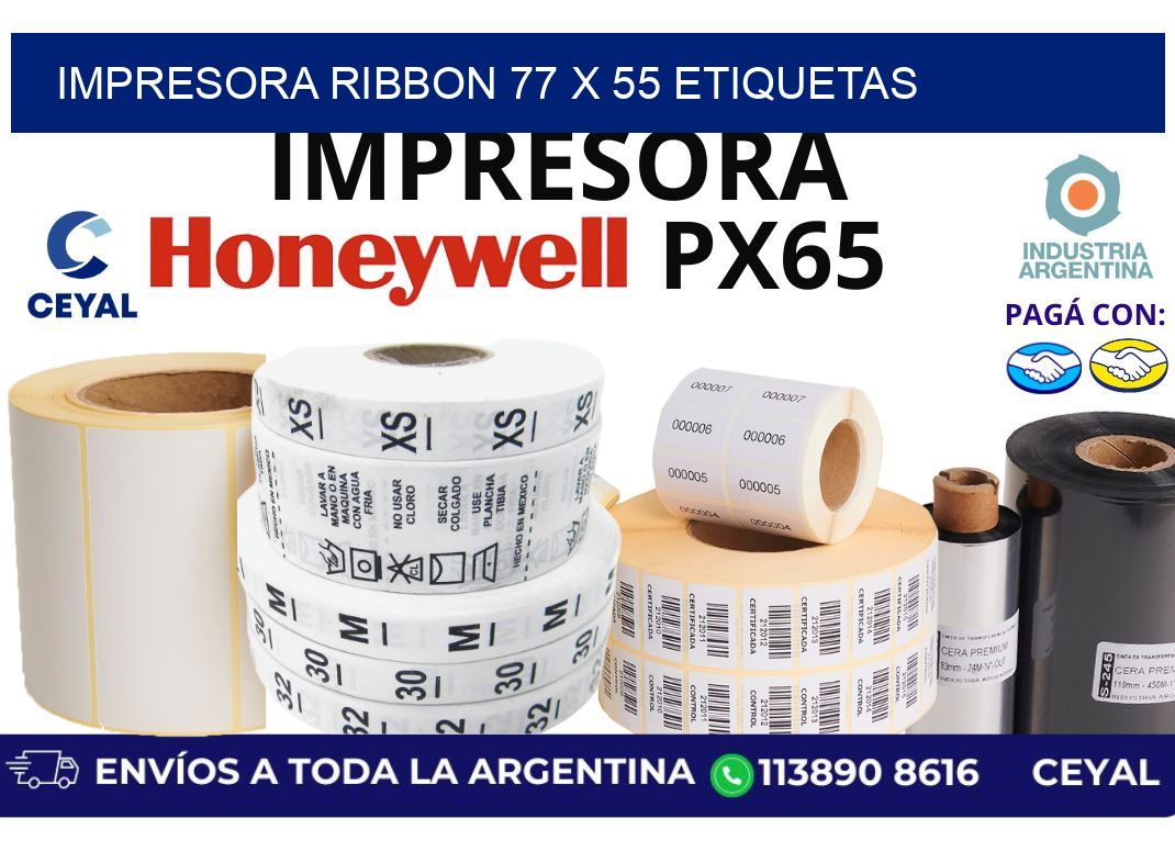 impresora ribbon 77 x 55 etiquetas