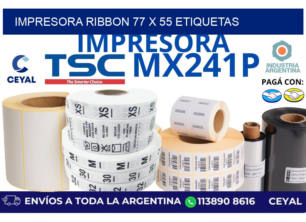 impresora ribbon 77 x 55 etiquetas