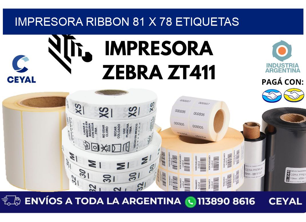 impresora ribbon 81 x 78 etiquetas