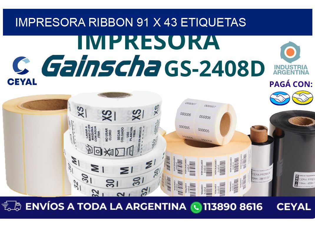 impresora ribbon 91 x 43 etiquetas