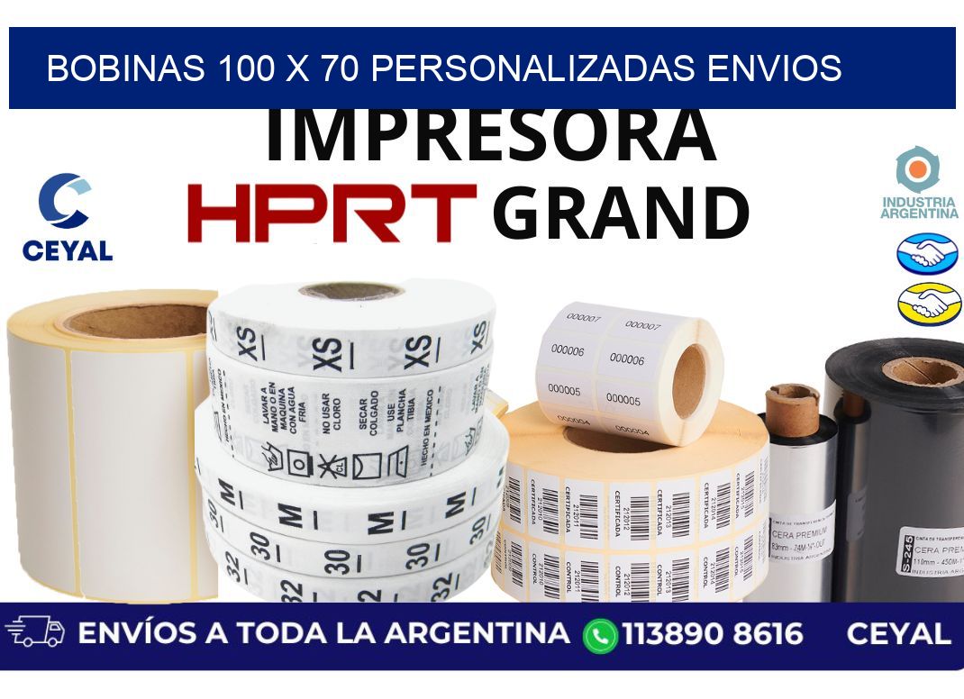 bobinas 100 x 70 personalizadas envios