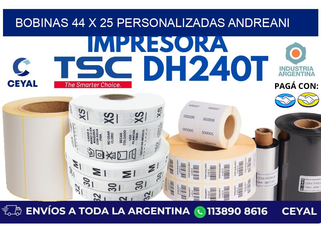 bobinas 44 x 25 personalizadas andreani
