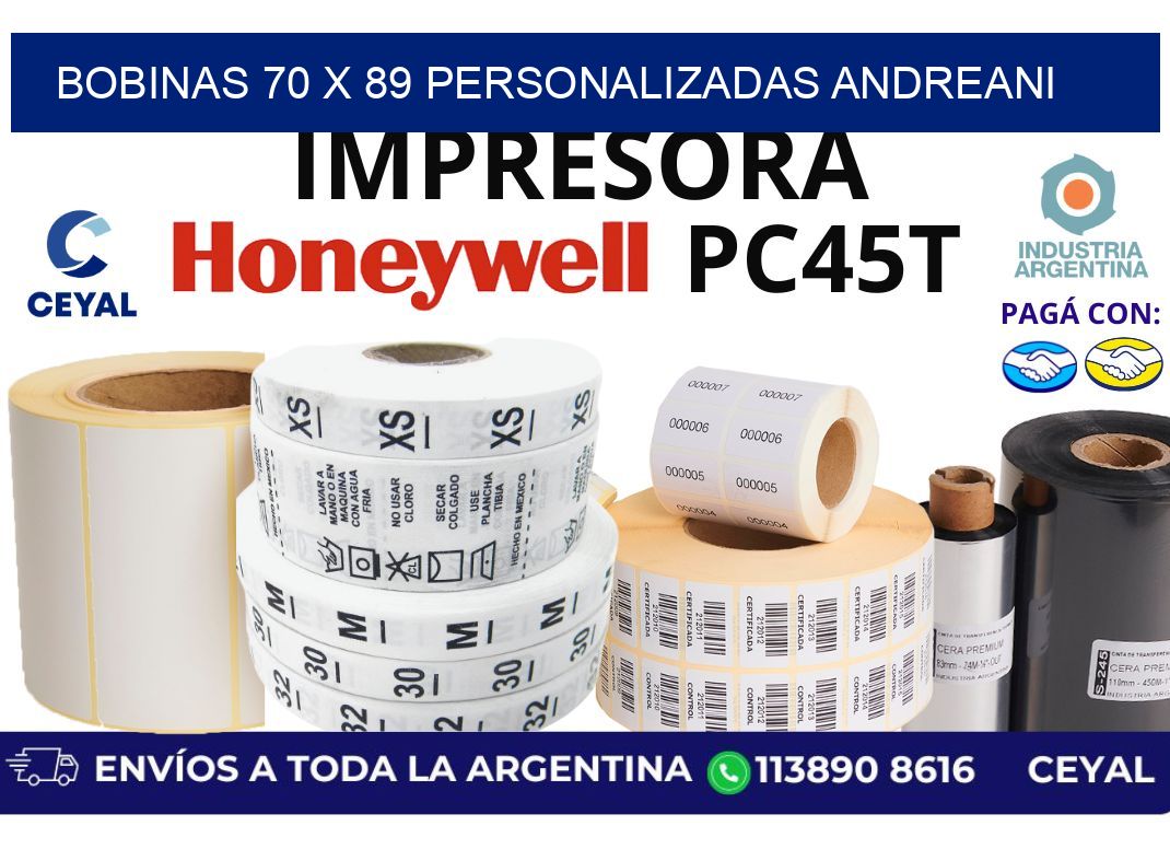 bobinas 70 x 89 personalizadas andreani
