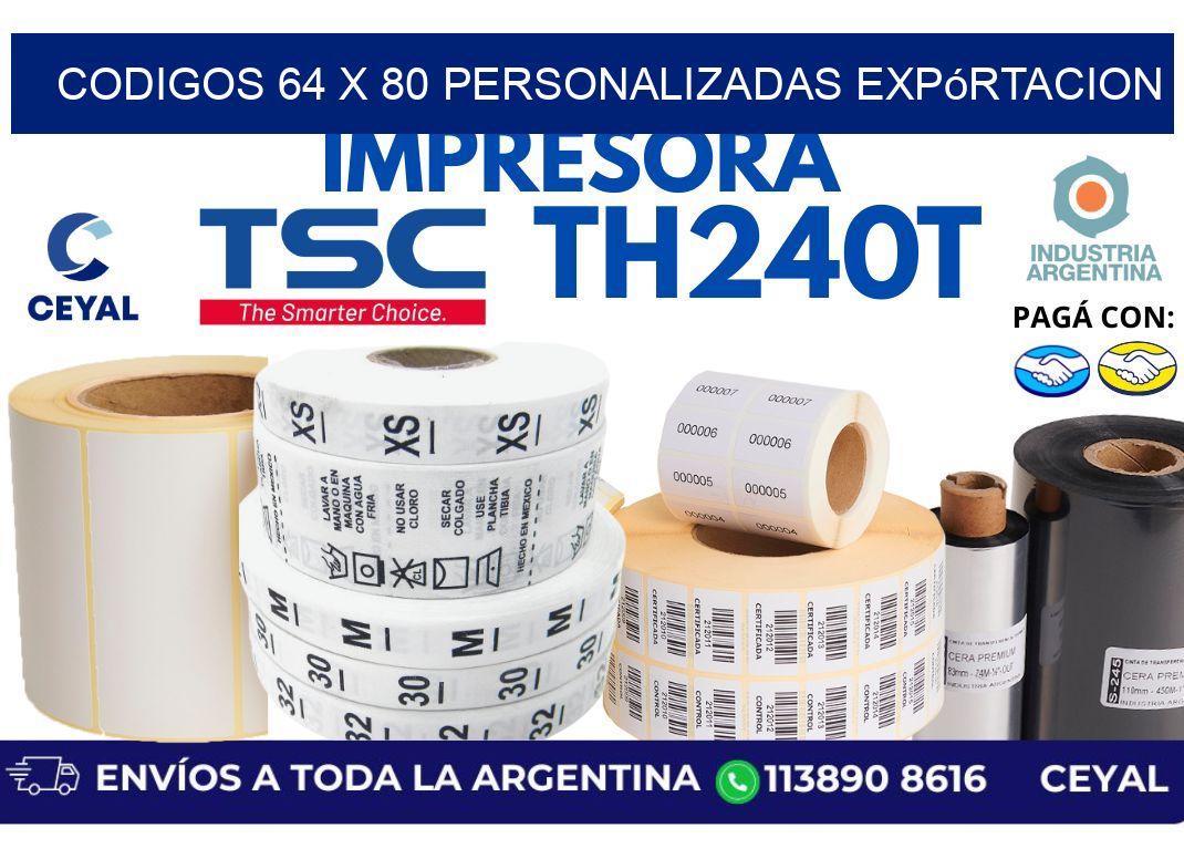 codigos 64 x 80 personalizadas expórtacion