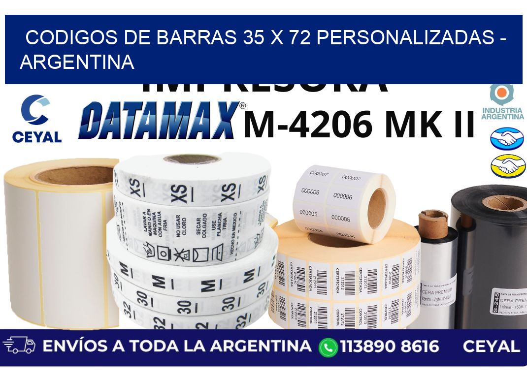 codigos de barras 35 x 72 personalizadas - Argentina