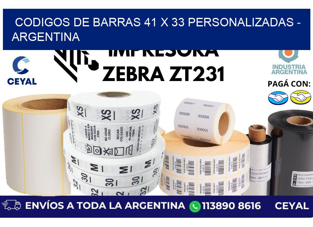 codigos de barras 41 x 33 personalizadas – Argentina