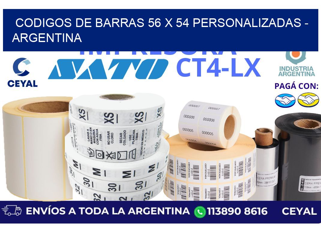 codigos de barras 56 x 54 personalizadas - Argentina