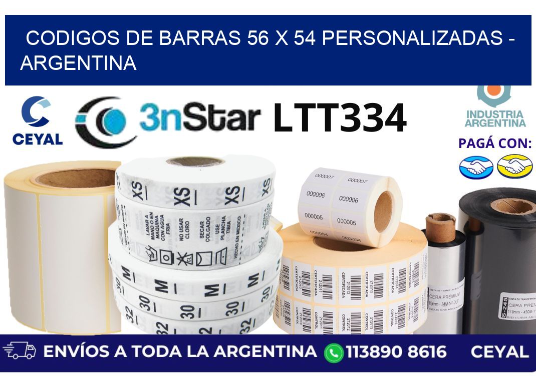 codigos de barras 56 x 54 personalizadas - Argentina