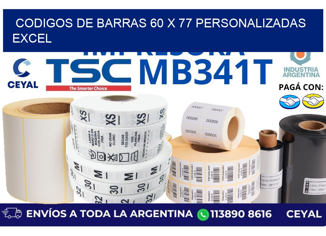 codigos de barras 60 x 77 personalizadas excel