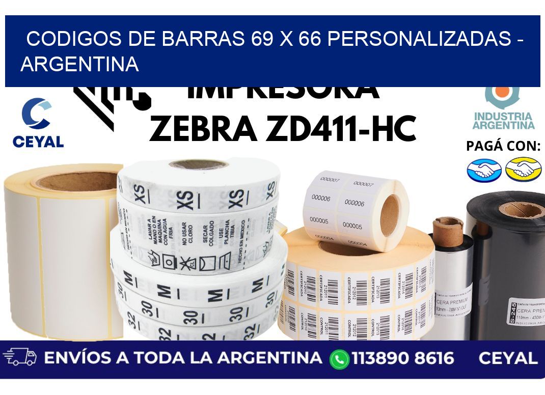 codigos de barras 69 x 66 personalizadas - Argentina