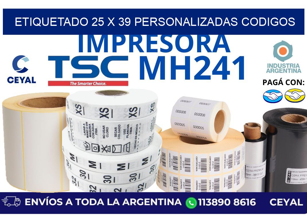 etiquetado 25 x 39 personalizadas codigos