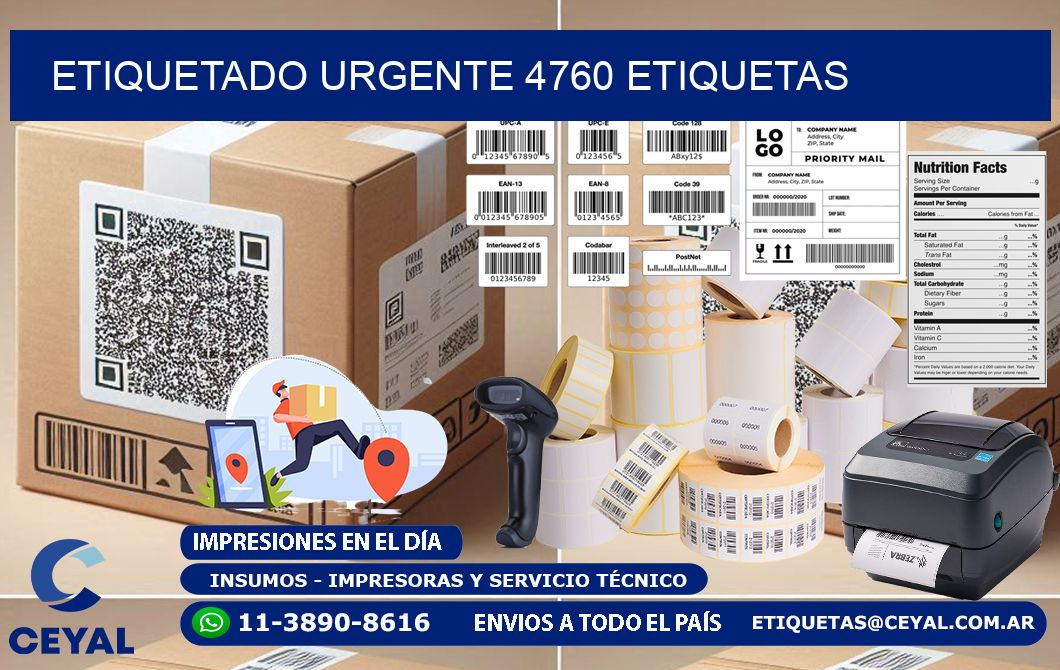 etiquetado urgente 4760 etiquetas